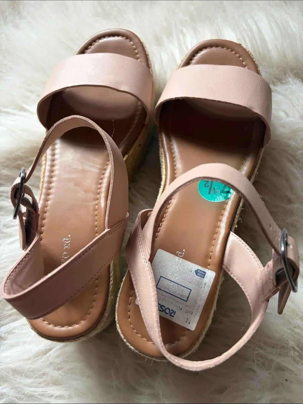 Indigo Blush Pink Platform Espadrille Wedge Sandals
